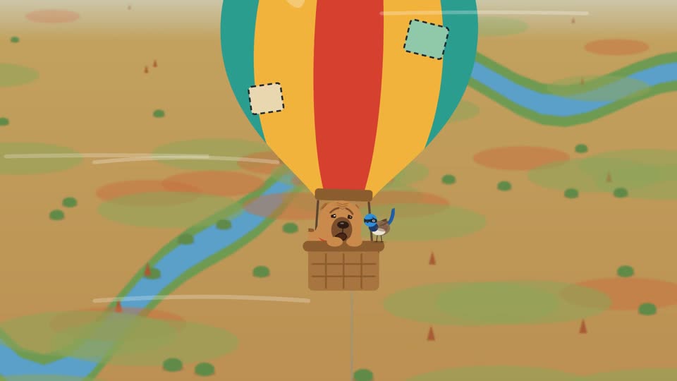 The balloon floating over the Top End and a winding river